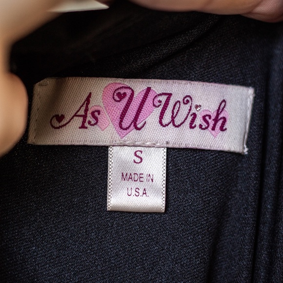 As U Wish | Asymmetrical Black Dress with Ruching and Black Lace Rose (J… - Picture 4 of 5